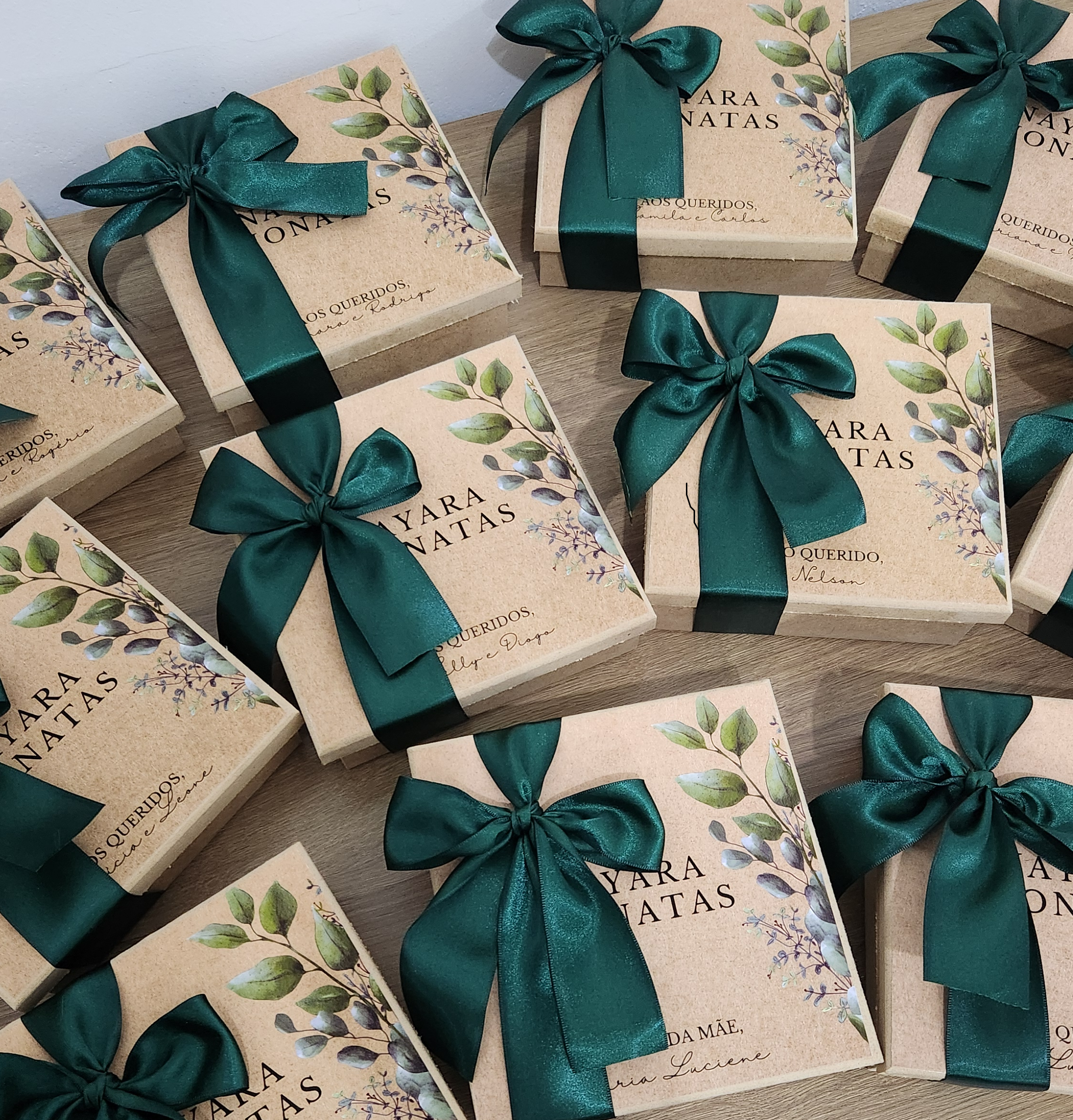 Caixa MDF Personalizada - Convite Padrinhos Casamento - Verde Esmeralda