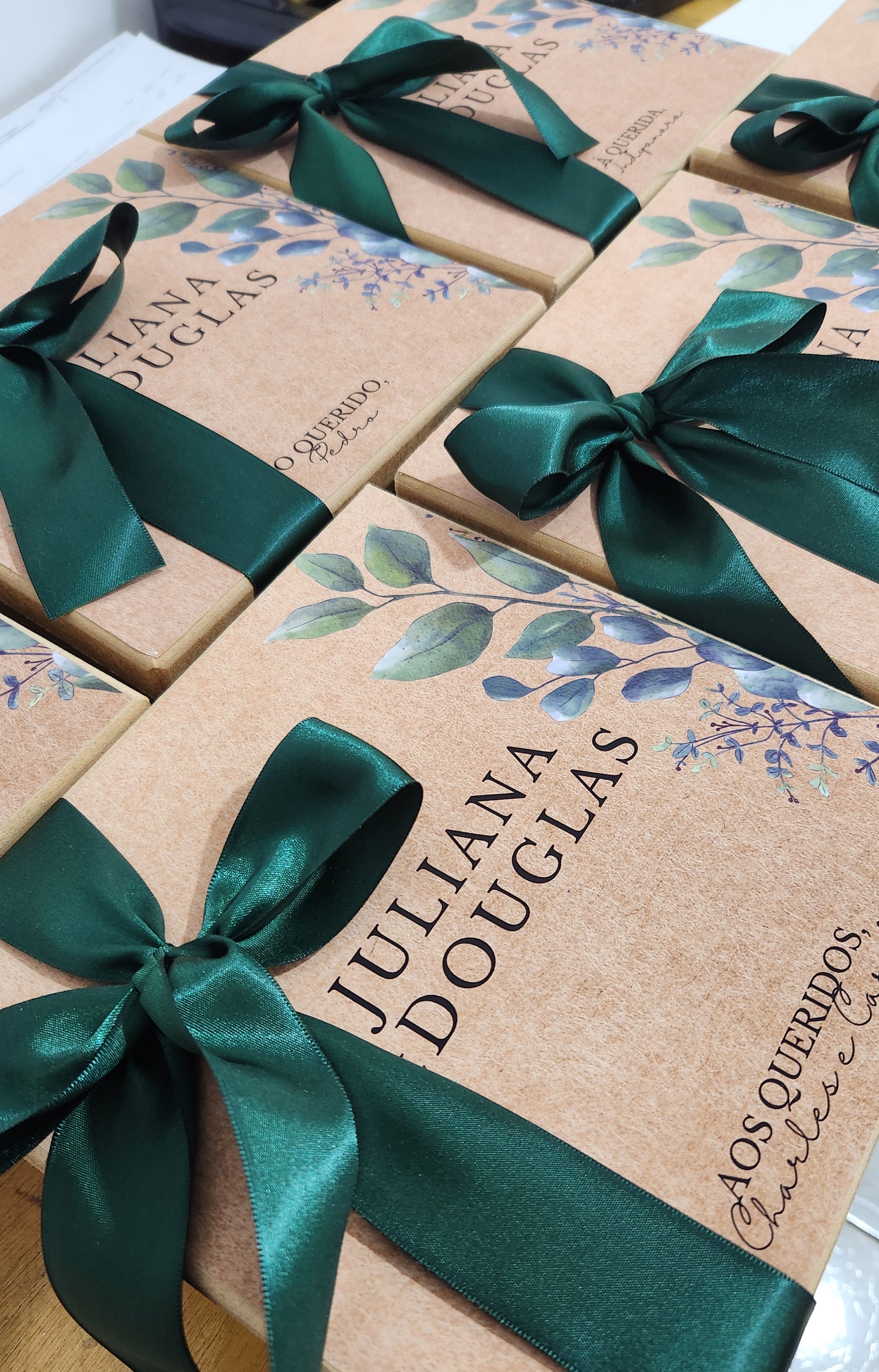 Caixa MDF Personalizada - Convite Padrinhos Casamento - Verde Esmeralda