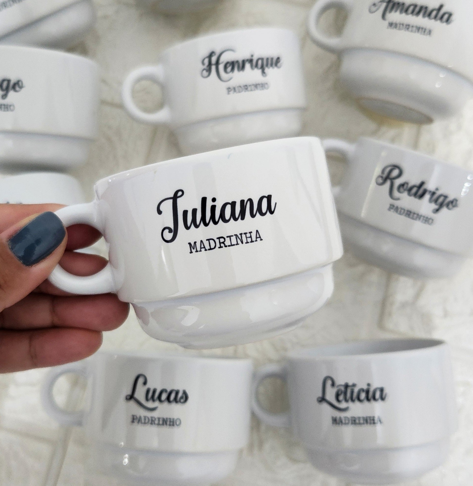 Xícaras Cerâmica Personalizadas Padrinhos Casamento - 150 ml - Avulsas