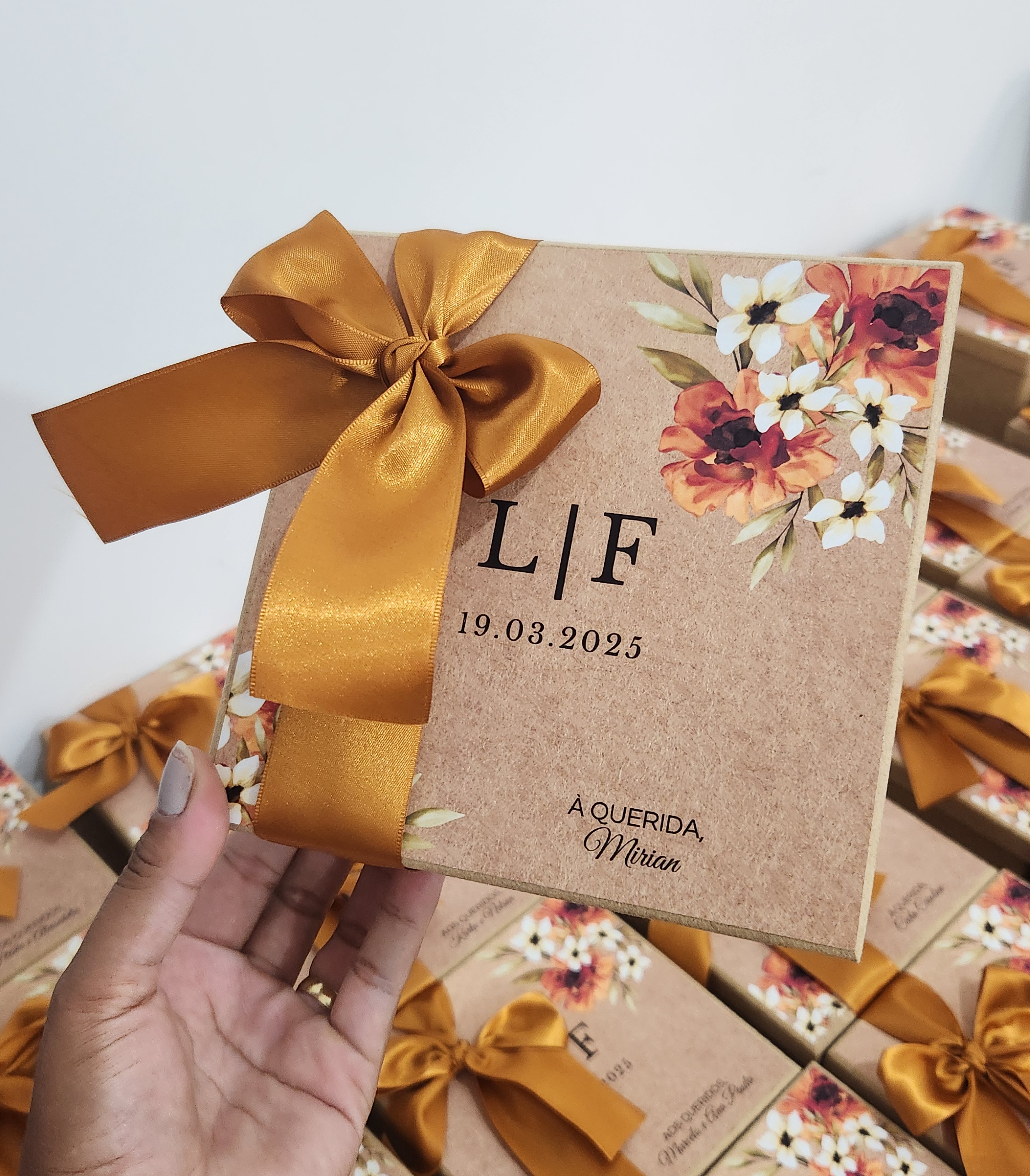 Caixa MDF Personalizada - Convite Padrinhos Casamento - Terracota