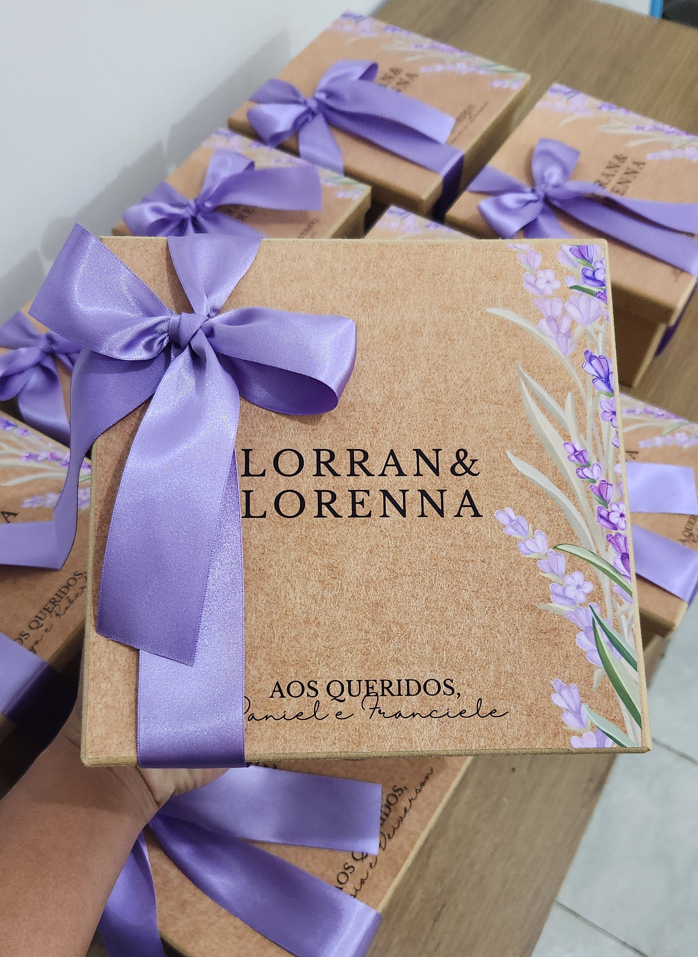Caixa MDF Personalizada - Convite Padrinhos Casamento -  Lavanda/Lilás