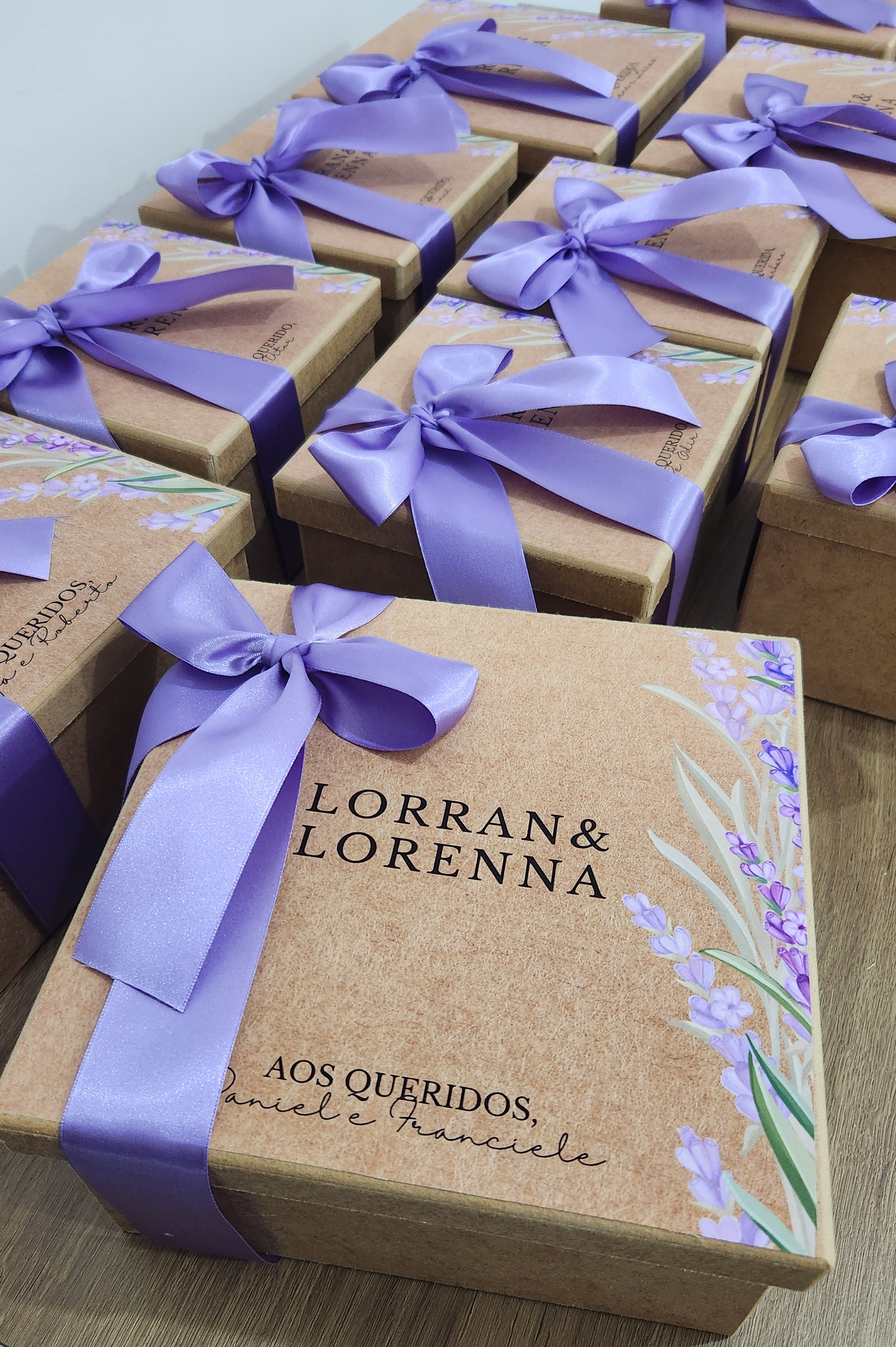 Caixa MDF Personalizada - Convite Padrinhos Casamento -  Lavanda/Lilás