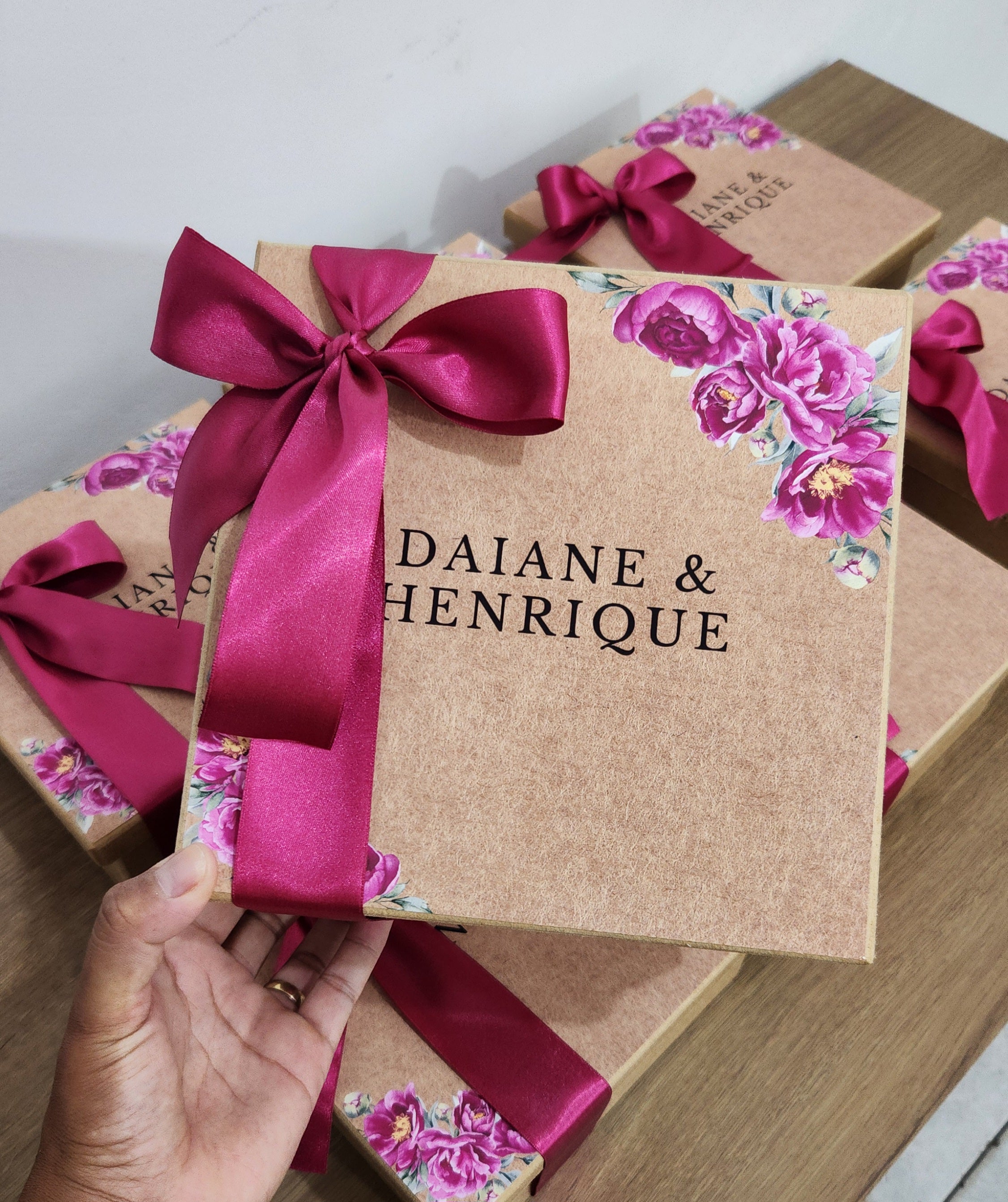 Caixa MDF Personalizada - Convite Padrinhos Casamento - Fúcsia