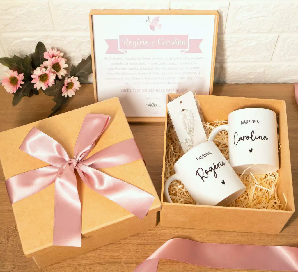 Kit Carinho Casal - Convite / Agradecimento Padrinhos Batismo