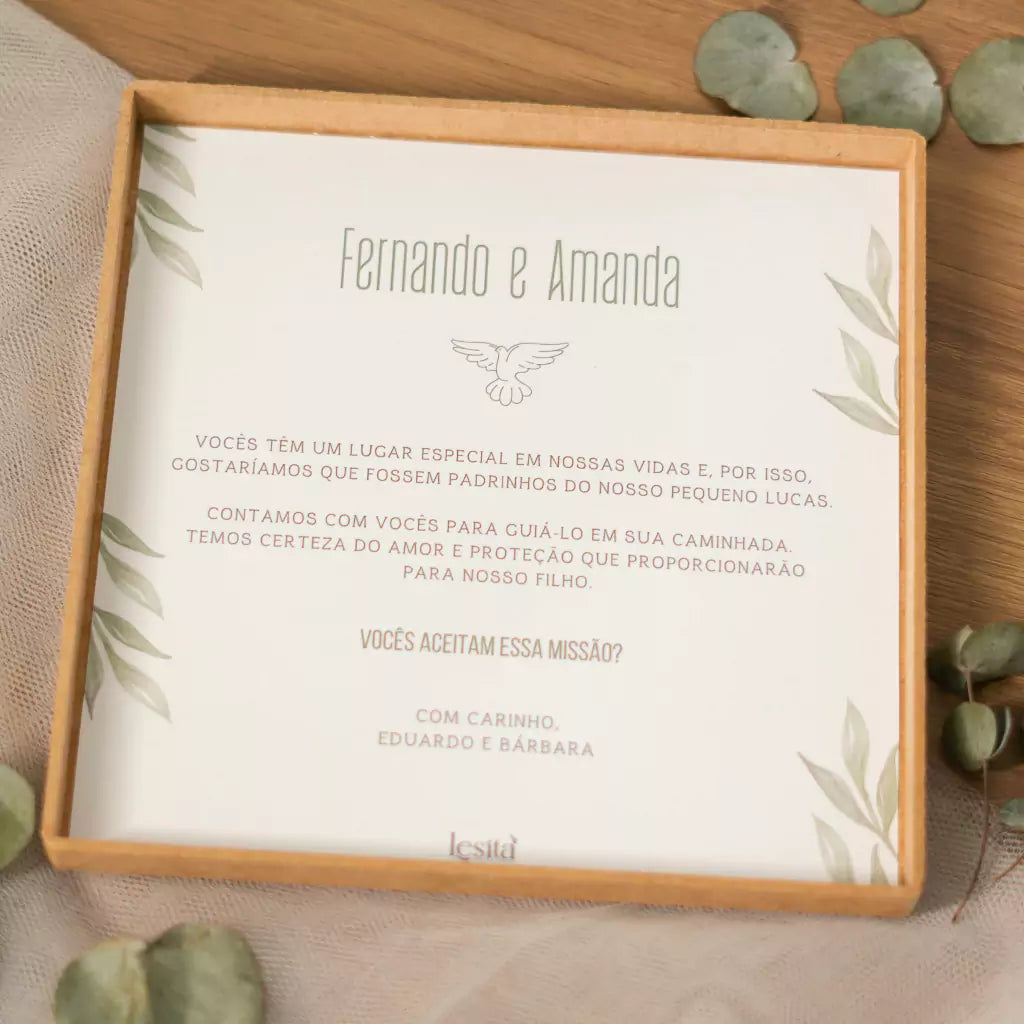 Kit Afeto Casal – Convite / Agradecimento Padrinhos Batismo