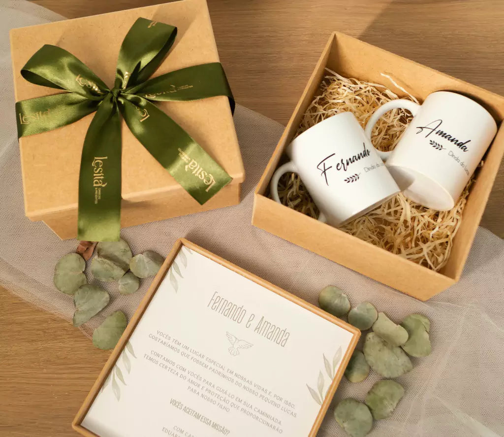 Kit Afeto Casal – Convite / Agradecimento Padrinhos Batismo