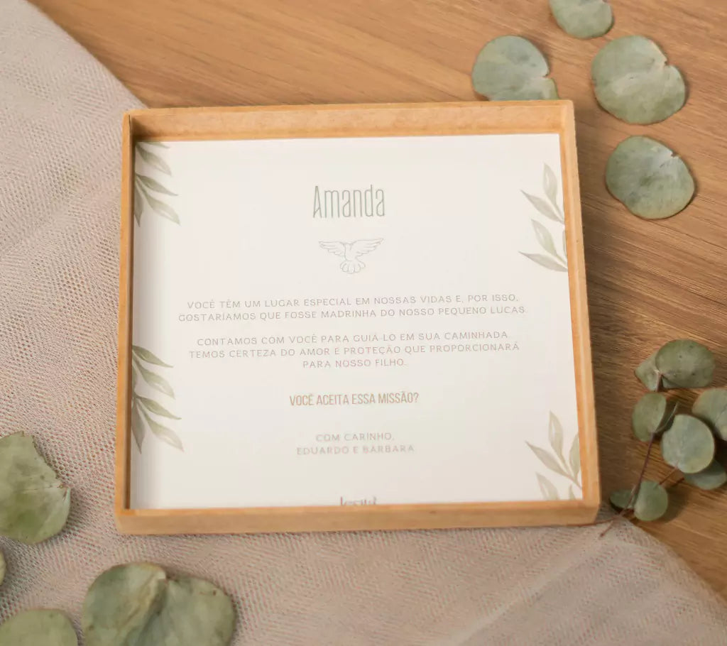 Kit Afeto Individual – Convite / Agradecimento Padrinhos Batismo